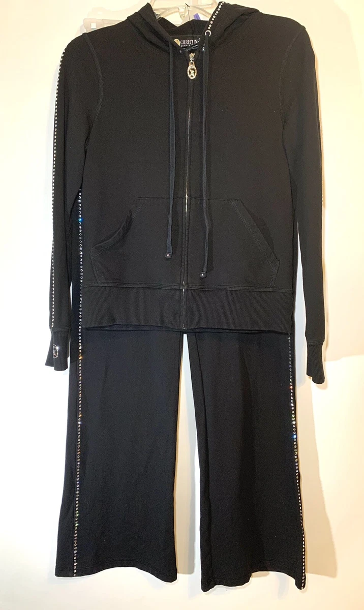 Christine Alexander Bling Rhinestone Black Tracksuit Jacket