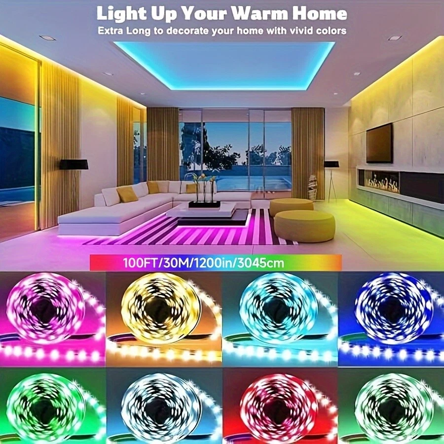 LED Strip Lights 5-20M 3535 RGB Colour Change Tape Cabinet TV Lighting UK Plug - Image 3 of 4
