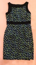 BLUE GREEN BLACK HOBBS SLEEVELESS SHIFT SHEATH DRESS FULLY LINED UK 12