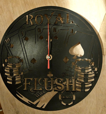 Casino Uhr, Royal Flush, Karten, Pokerchips, Haus, Geschenk, Quarzuhrwerk,