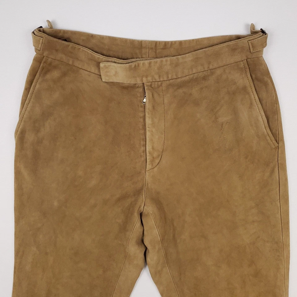Pantalones de gamuza Ralph Lauren etiqueta púrpura W32 L32 para hombre etiqueta 34 pantalones de cuero Italia Foto 2 de 4