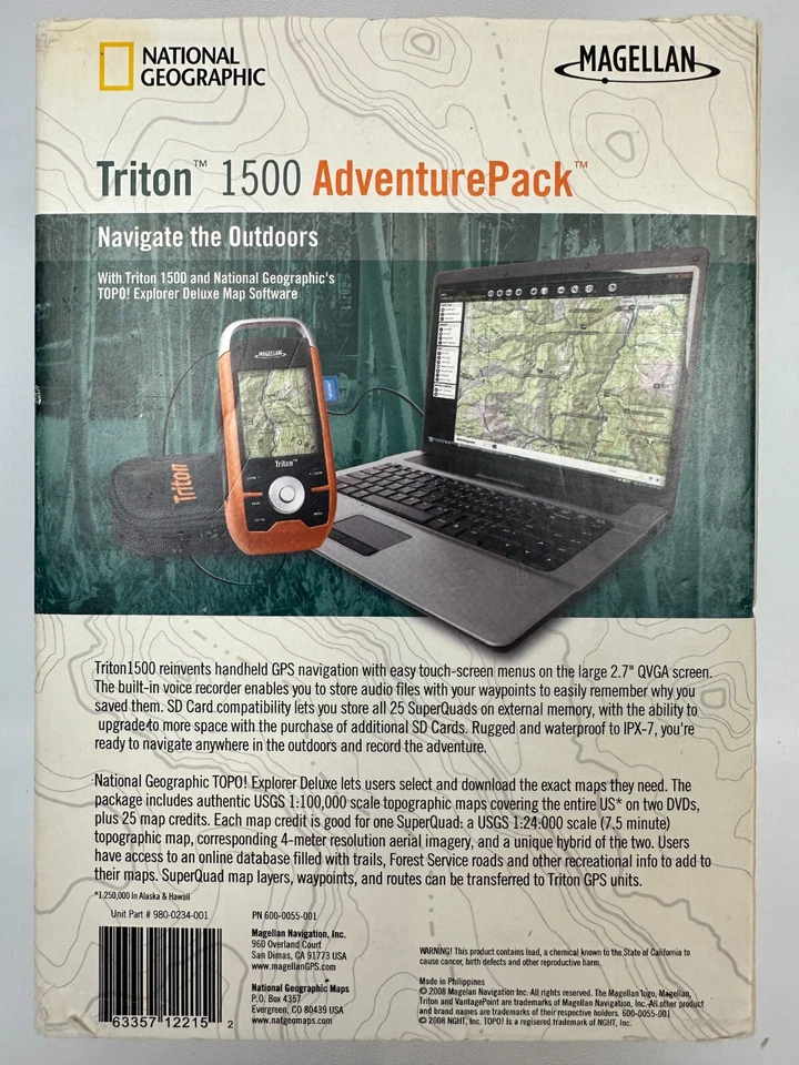 Magellan Triton 1500 National Geographic AdventurePack Hiking GPS 3D TOPO Map - Image 4 of 4