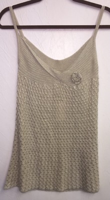 NEW Hendi Sweater Tunic Tank Sparkle Gold Natural 3803 S M NWT Top Cottage Core