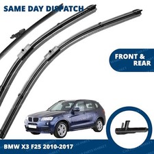 Front/Rear Windscreen 26" 19" 13" Flat Aero Wiper Blades For BMW X3 F25 10-17