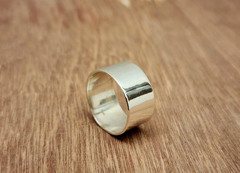 Solid 925 Sterling Silver Wide Band Ring Statement Handmade Ring All Size - Image 2 of 4