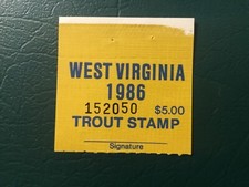ICOLLECTZONE US West Virginia 1986 Trout Fishing Revenue Stamp VF NH
