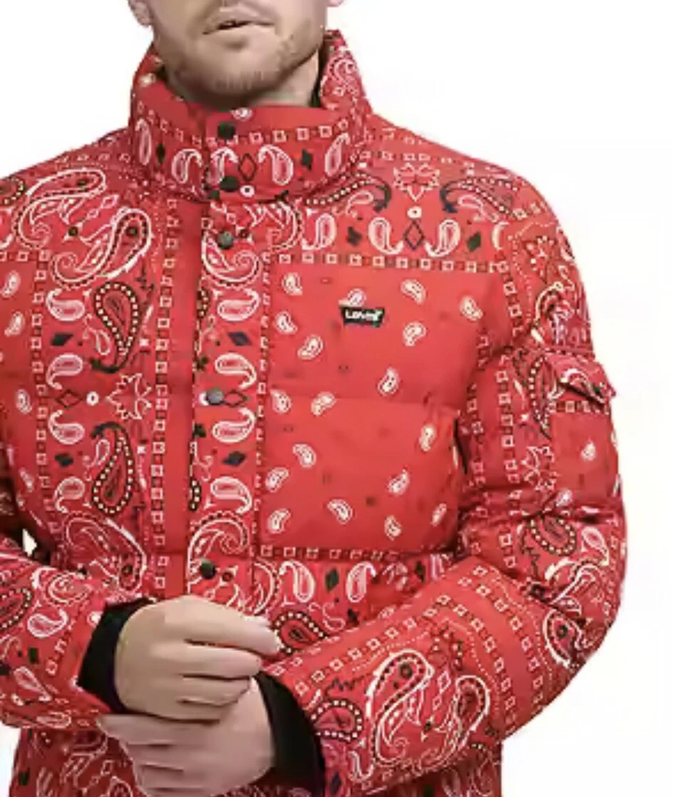 levi’s men bandanna puffer jacket red Large (L)