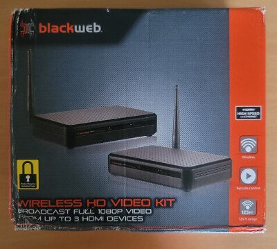 Black Web Wireless HD Video Kit Broadcast Full 1080P Video from 3 HDMI Devices