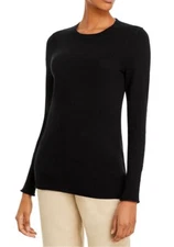 Aqua Cashmere Super Soft Lightweight Essential Basic Pullower Black Sweater