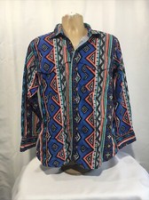 Vtg Wrangler Shirt Large Frontier Series Western Aztec Brushpopper Southwest