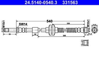 Ate 24.5140-0540.3 Bremsschlauch 540 Mm FüR Vw Amarok 2.0 2.0D 3.0D 09.10-05.22
