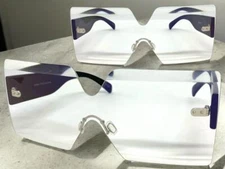 Oversized Exaggerated Retro Modern Shield Style SUNGLASSES Large Flat Clear Lens