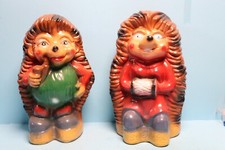 2 ALTE GARTENZWERGE IGEL AUS TON 30 cm