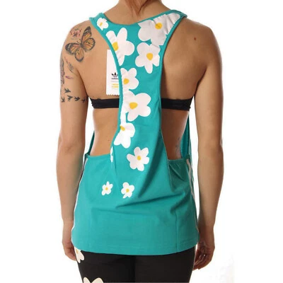 Adidas Originals Pharrell Williams Kauwela Tank Top Sexy Schiena Fiori Turchese eBay