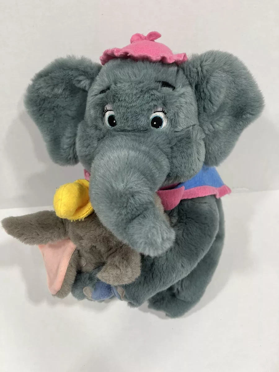 Mrs. Jumbo Holding Dumbo Stuffed Plush Elephant 12 tall No