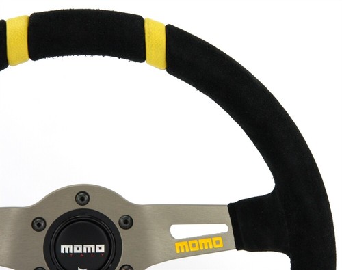 Momo Wildleder Sportlenkrad Drifting 330mm schwarz gelb anthrazit steering wheel - Bild 3 von 5