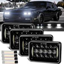 4PCS Black 4x6" LED Headlights H4 Hi-Lo Beam DRL For Chevy Monte Carlo 1980-1988