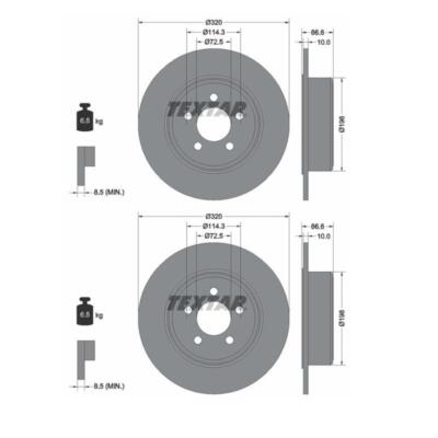 2x Textar 92234803 Bremsscheibe für Dodge Challenger Chrysler 300 C LX