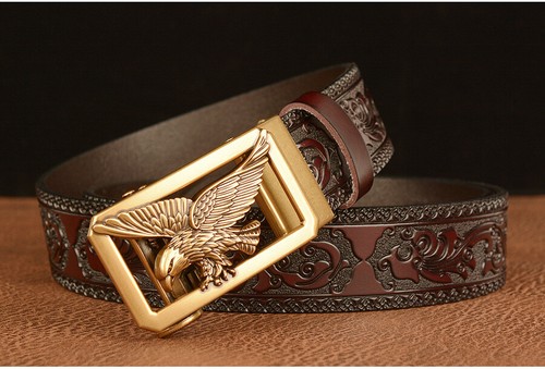 Genuine Leather Men Belt Designer Eagle Buckle Luxury Belts for Men Jeans Strap - Picture 9 of 15