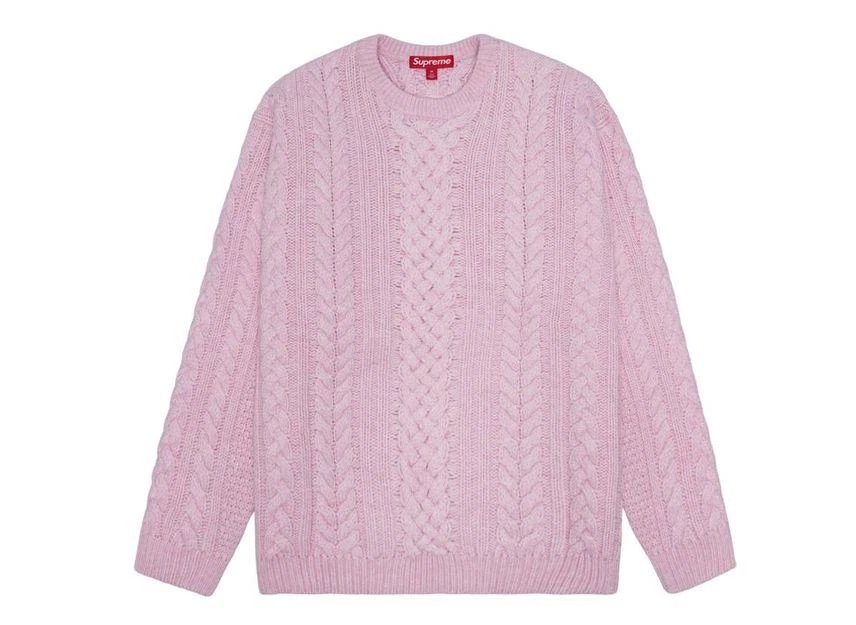 Supreme Applique Cable Knit Sweater Pink