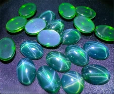 Top Quality Oval Cabochon Green Star Sapphire Lab-Created AAAA+ Loose Gemstones