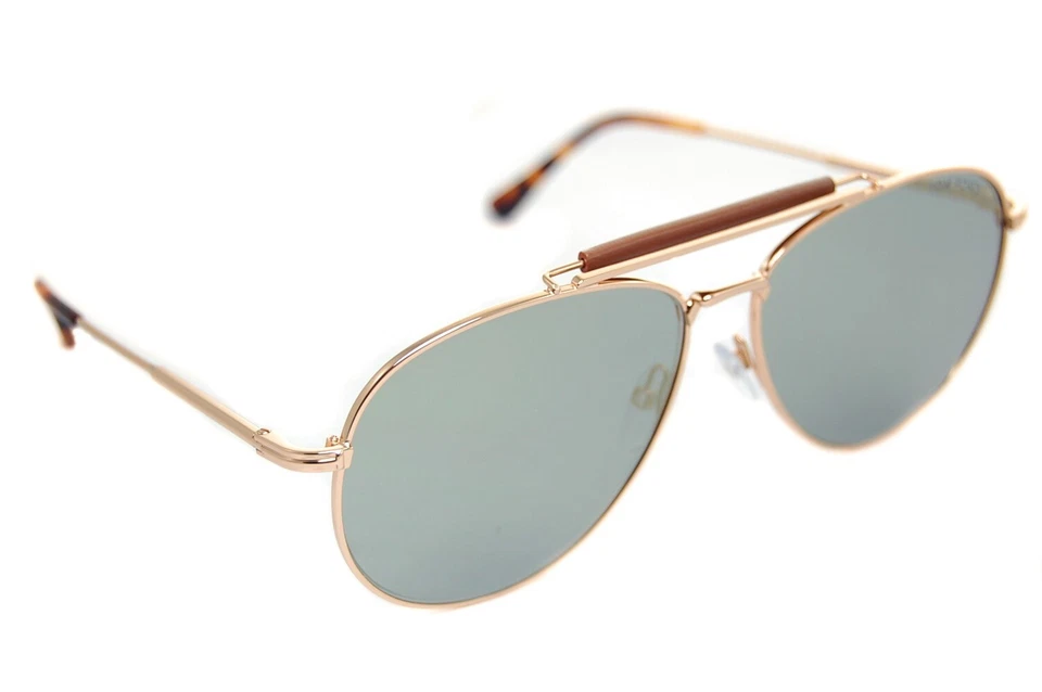 Gafas de sol Tom Ford Sean para hombre TF536 28C piloto doble puente espejo dorado rosa nuevas Foto 2 de 4