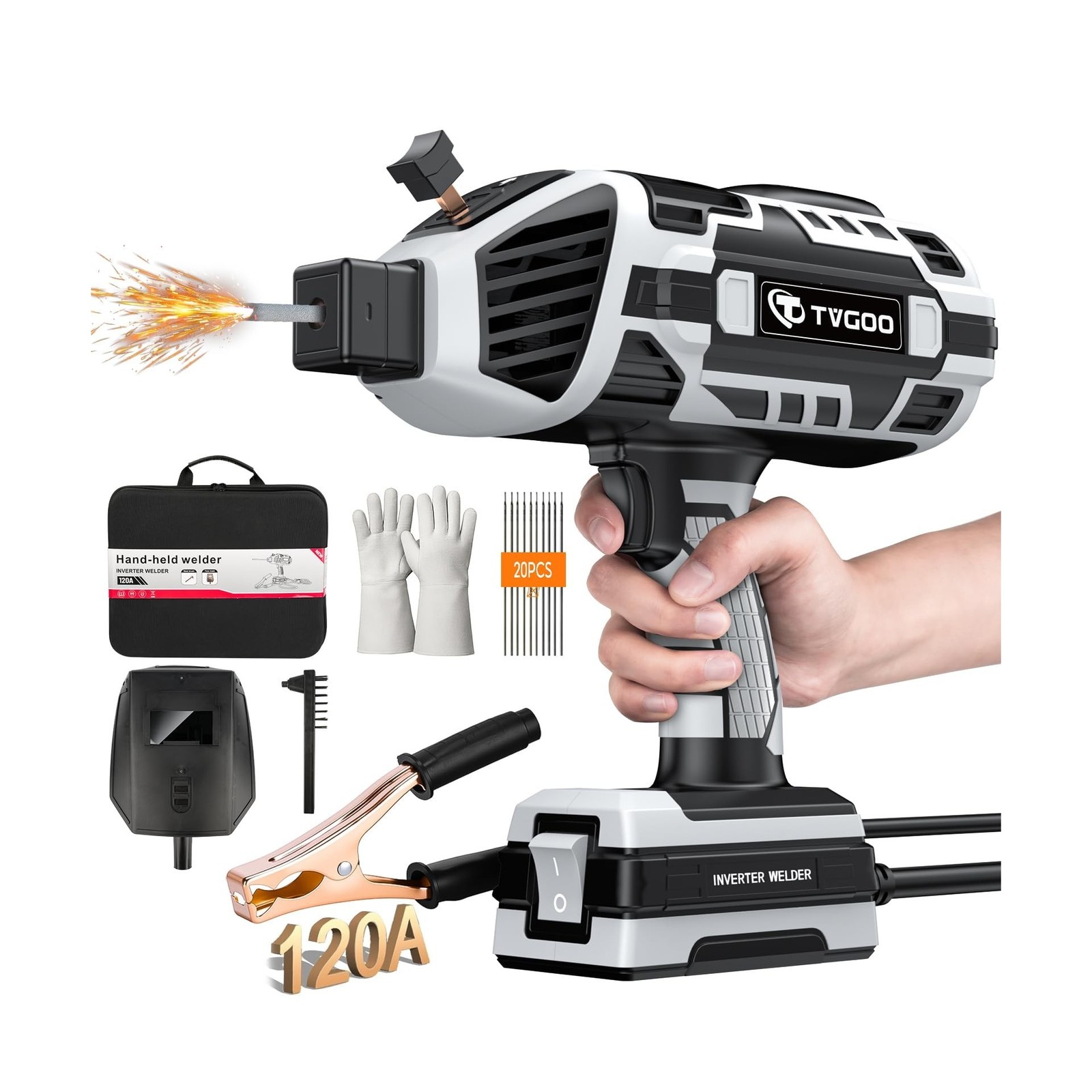 Portable Handheld Welding Machine - 110V IGBT Inverter Handheld Welder, 20-12...