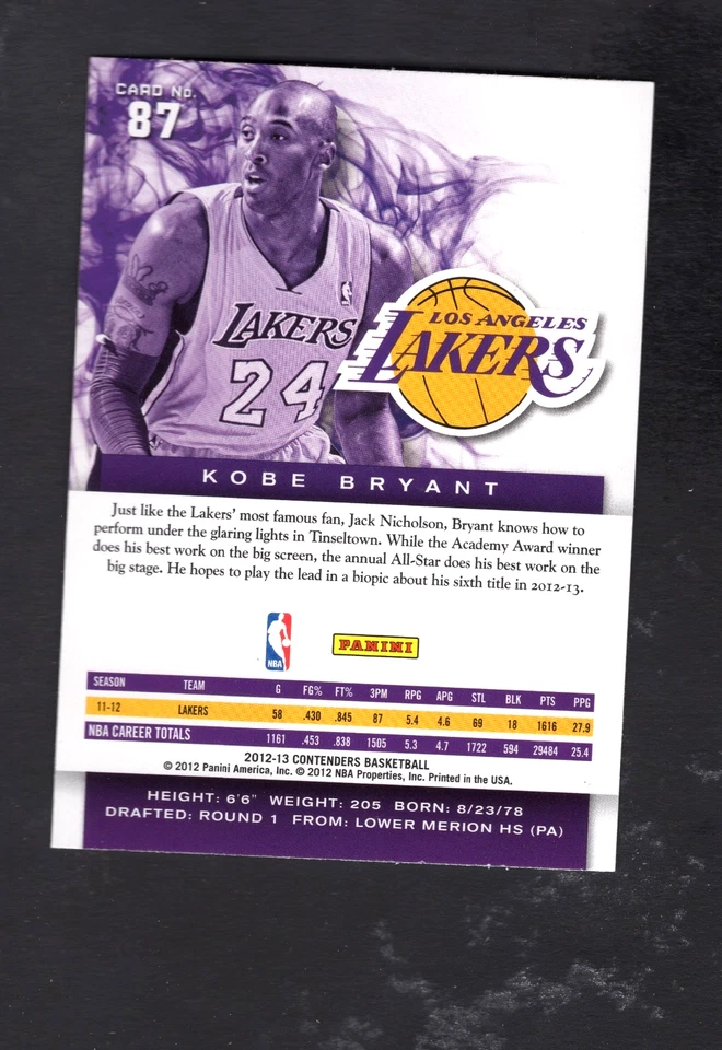 2012-13 Panini Contenders #87 Kobe Bryant - Image 2 of 2