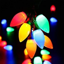 Multi Color C9 Big Bulbs Classic Christmas Lights 50 LED 32Ft Indoor Outdoor Hom
