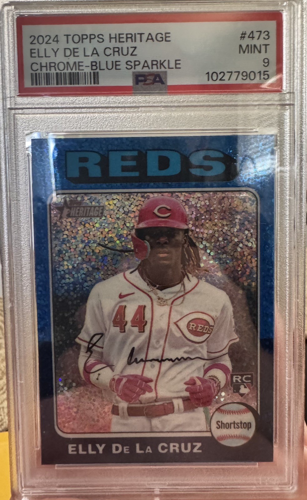 2024 Topps Heritage - Elly De La Cruz #473 Chrome Blue Sparkle Refractor (RC)
