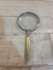Vtg 60's Magnifying Glass with A Metal Frame and A Brass Handle. Made In Japan
