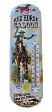 Vintage Red Horse Saloon Thermometer 17" x 5" works great