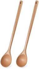 Wood Cooking spoon, 2PCS 13 inches Long Handle Spoons for Mixing,Tasting 