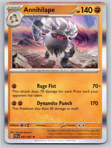 2024 POKEMON ANNIHILAPE PALDEAN FATES 047/091 HOLO RARE NM A9661 FREE S&H