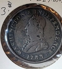 1783 Military Bust Washington & Independence Colonial Copper