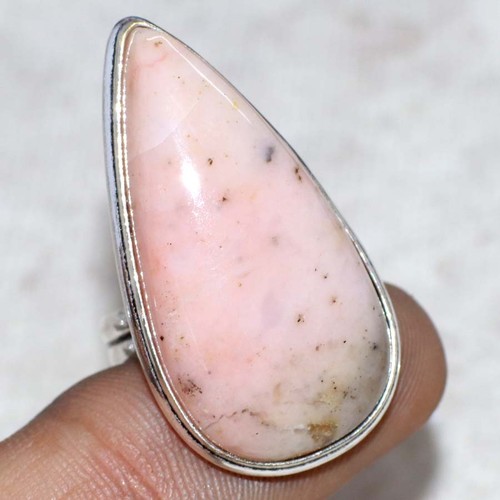 925 Silver Plated Peruvian Pink Opal Ring Gemstone Handmade Size US 8.5 ...
