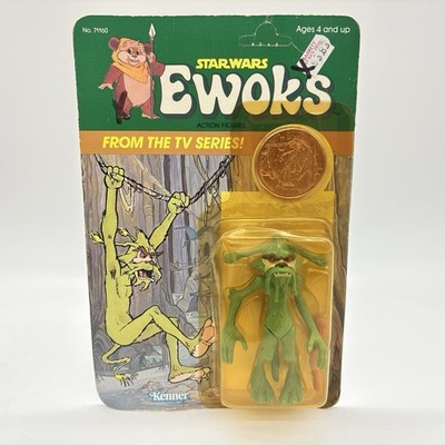 Star Wars Ewoks Dulok Scout Action Figure With Coin 1985 Kenner Damaged Card