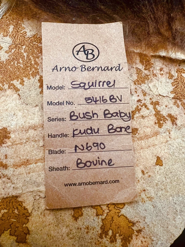 Arno Bernard Squirrel Kudu Fixed Blade Knife with Leather Sheath - Image 2 of 4