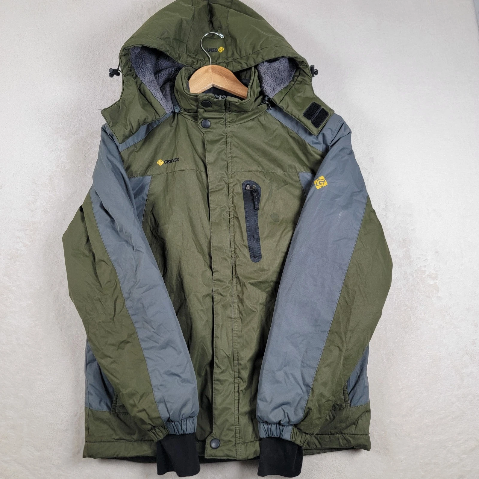 Gemyse Long Sleeve Olive Green Full Zip Softshell Jacket Sherpa Men's S