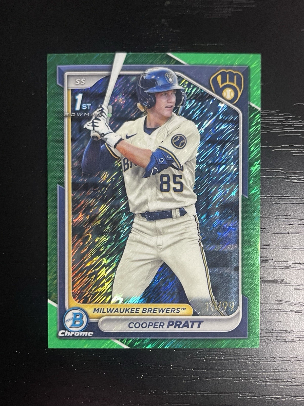 Cooper Pratt 2024 Bowman Chrome Prospects Green Shimmer Refractor /99 #BCP-137