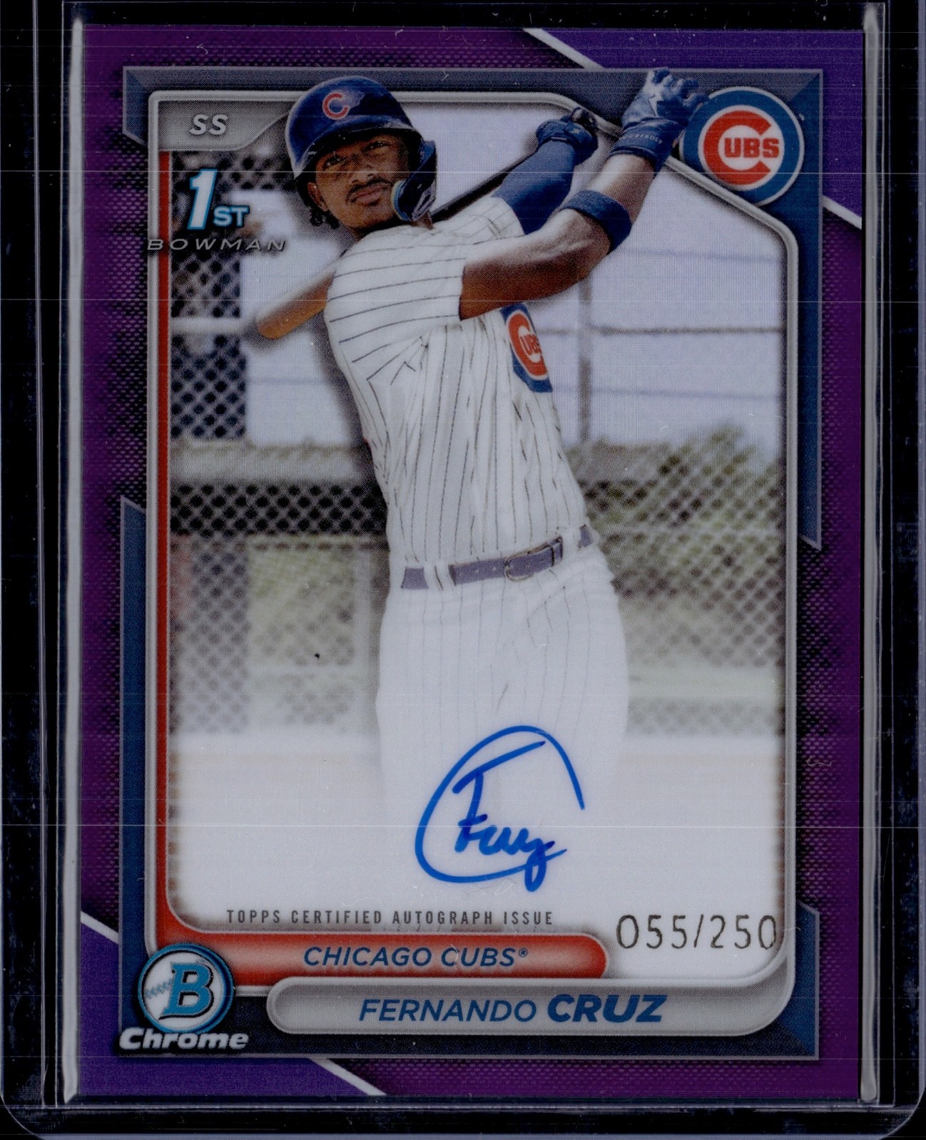 2024 Bowman Chrome Fernando Cruz 1st Bowman Purple Refractor Auto 055/250