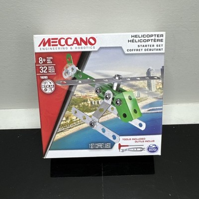 NEW MECCANO HELICOPTER Building Toy 32 Parts Real Metal Tools Included 8+