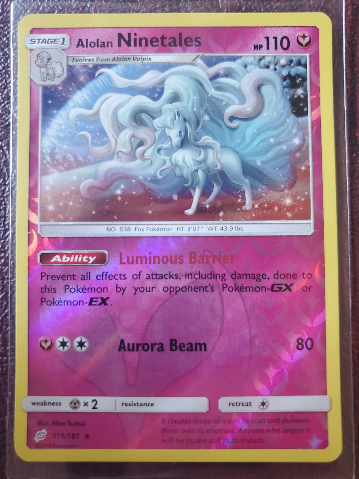 Alolan Ninetales Team Up Reverse Holo Rare 111/181