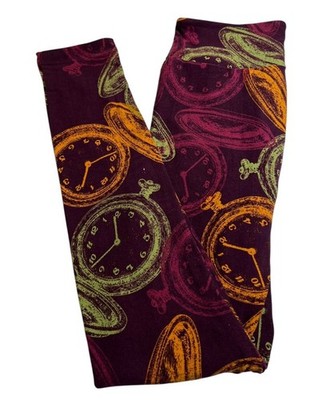 LuLaRoe Leggings OS One Size Unicorn Colorful POCKET WATCH Vintage TIME Clock