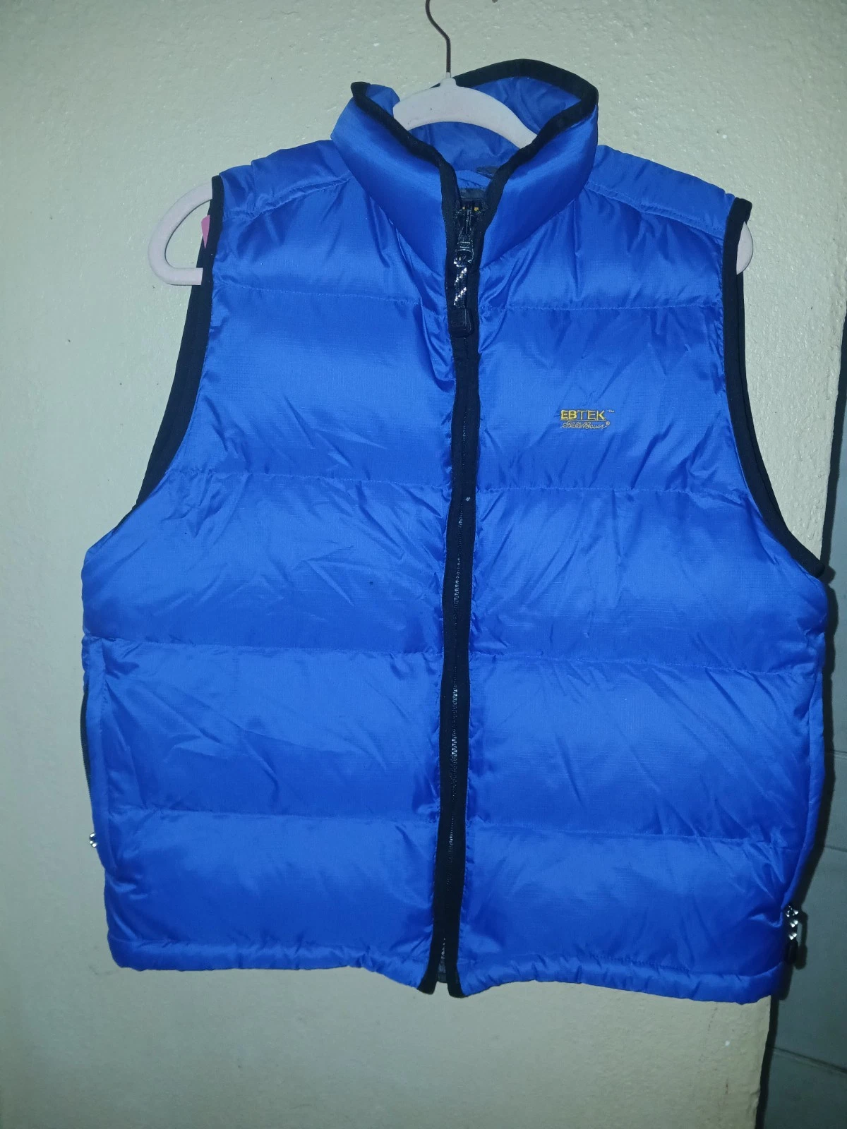 Vintage Eddie Bauer Puffy Goose Down Vest Men’s S Blue Yellow 90’s Outerwear Y2K