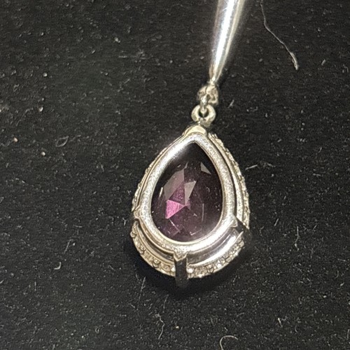 Authentic Gloria Vanderbilt Swarovski adjustable purple drop pendant necklace - Picture 6 of 16