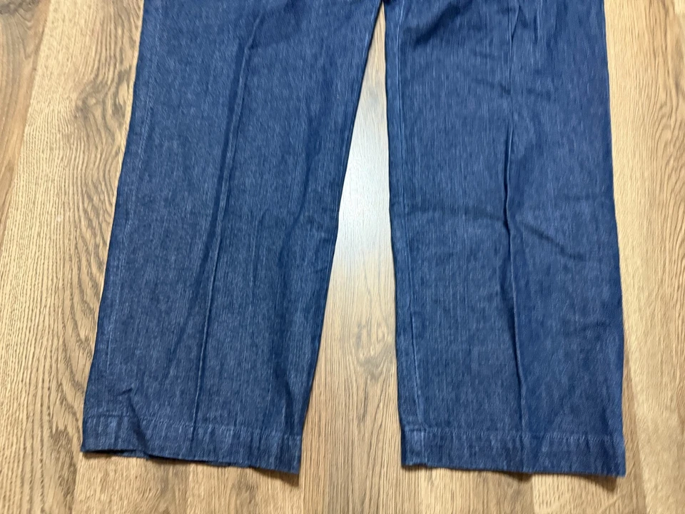 Calça jeans Josephine Chaus feminina tamanho 14 zíper lateral botões prata 40" comprimento - Imagem 3 de 4