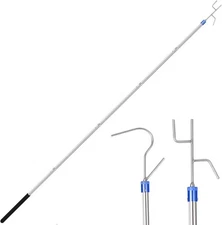 Clothes Hook Pole, Clothes Hanger Reaching Hook for Hanging Clothes Light and Pl