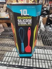 Core Kitchen - 10 Piece Silicone Utensil Set in Assorted Colors with Overmold...