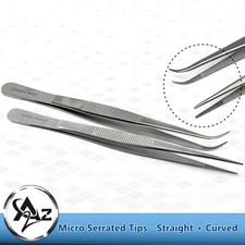 2Pcs Straight and Curved Bent Tweezers for Resin Jewelry Casting Laboratory Work